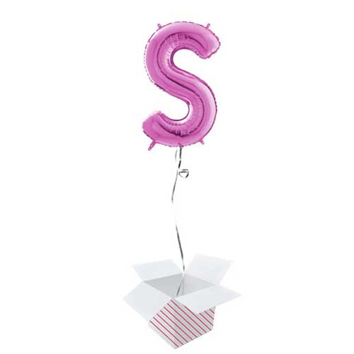 Hot Pink Letter S Helium Foil Giant Balloon - Inflated Balloon in a Box Product Image