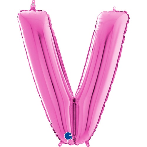 Hot Pink Letter V Helium Foil Giant Balloon 66cm / 26 in Product Image