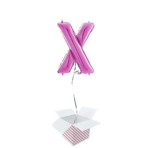 Hot Pink Letter X Helium Foil Giant Balloon - Inflated Balloon in a Box Product Image