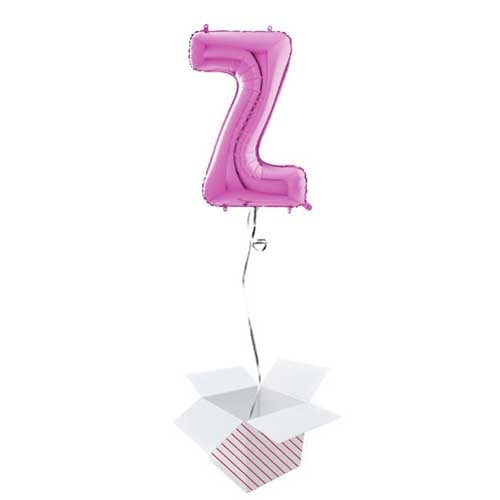 Hot Pink Letter Z Helium Foil Giant Balloon - Inflated Balloon in a Box Product Image