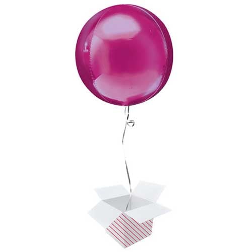 Hot Pink Orbz Foil Helium Balloon - Inflated Balloon in a Box Product Gallery Image