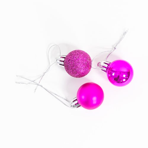 Hot Pink Shatterproof Christmas Baubles 3cm Pack of 12