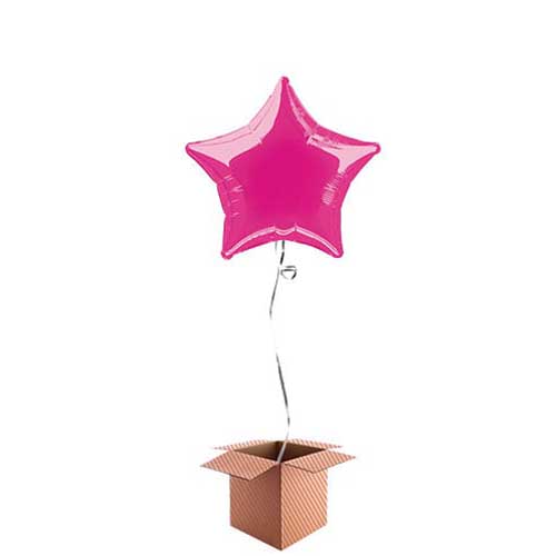 Hot Pink Star Shape Foil Balloon - Inflated Balloon in a Box Product Gallery Image