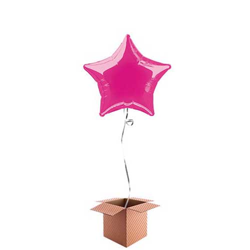 Hot Pink Star Shape Foil Balloon - Inflated Balloon in a Box Product Image