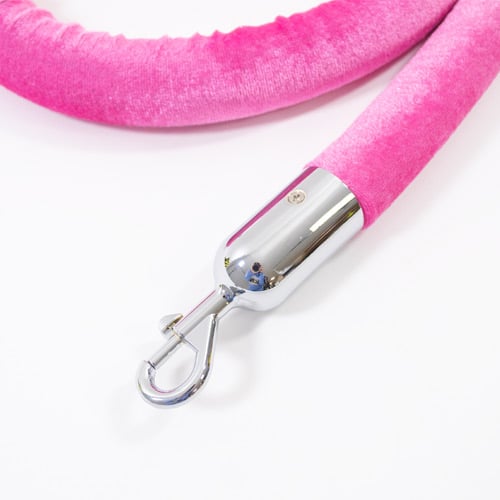 Hot Pink Velvet Rope with Chrome Hooks Product Gallery Image