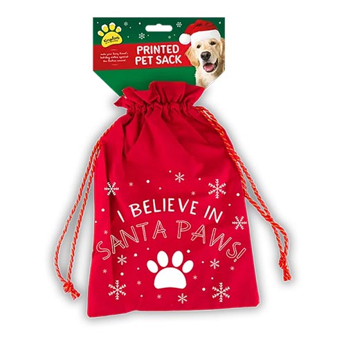 I Believe In Santa Paws Printed Pet Christmas Sack 44cm Product Image