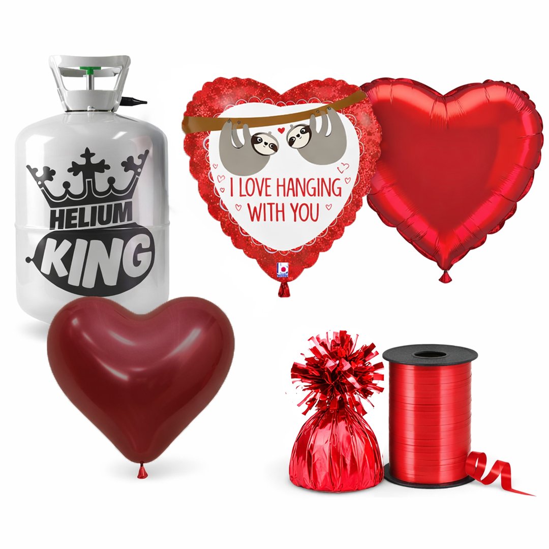 I Love Hanging with You Valentine's Heart Balloons with Helium Package
