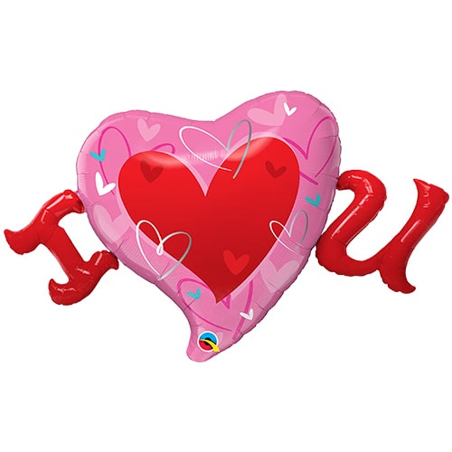 I Love U Valentine's Day Helium Foil Giant Qualatex Balloon 117cm / 46 in Product Image