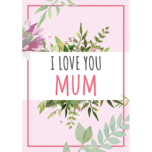 I Love You Mum Pink Foliage Poster Mother's Day PVC Party Sign Decoration Product Gallery Image