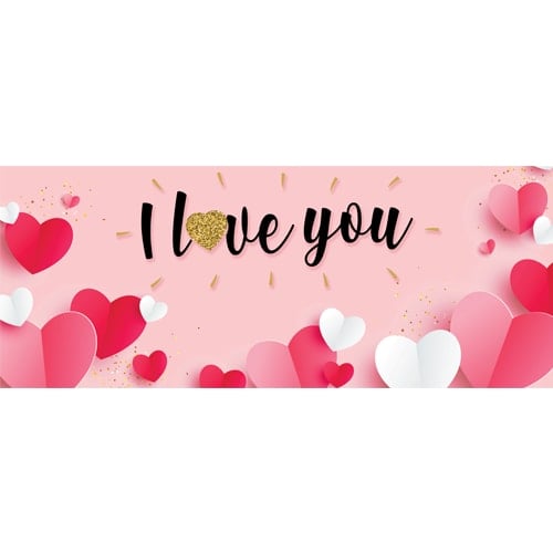 I Love You Paper Hearts  PVC Party Sign Decoration