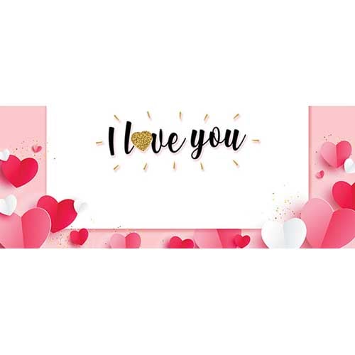 I Love You Paper Hearts Valentines Design Small Personalised Banner – 4ft x 2ft