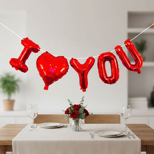 I Love You Spellout Air Fill Foil Balloon Banner Kit
