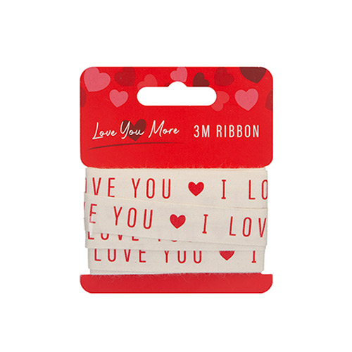 I Love You Valentine's Natural Decorative Ribbon 3m Product Gallery Image