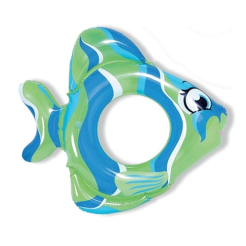 Inflatable Green & Blue Fish Ring Pool Float 79cm Product Image