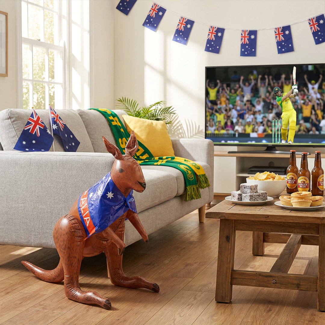 Inflatable Kangaroo with Australia Flag Cape 65cm Product Gallery Image