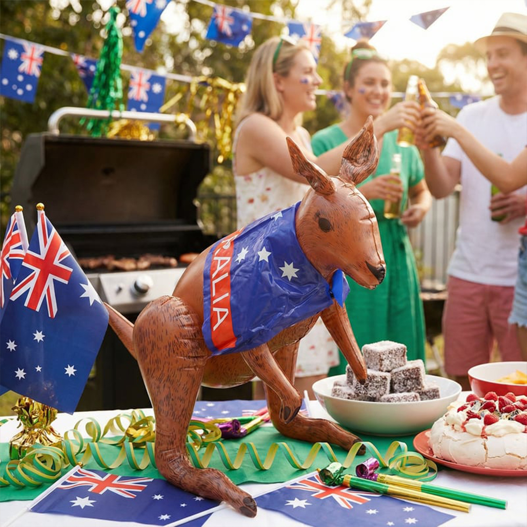 Inflatable Kangaroo with Australia Flag Cape 65cm Product Gallery Image