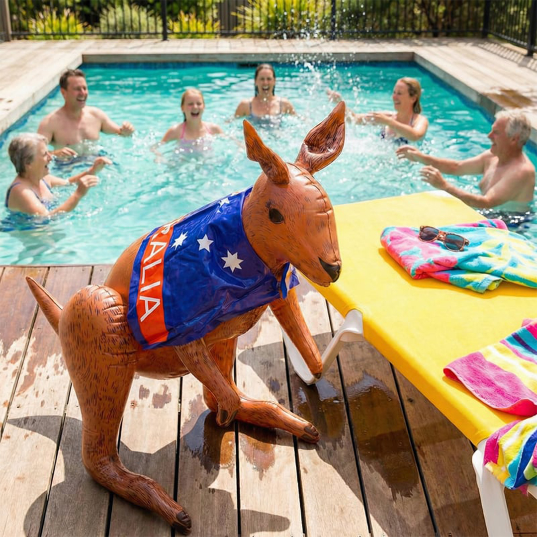 Inflatable Kangaroo with Australia Flag Cape 65cm Product Gallery Image