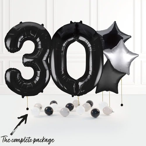Inflated Black Birthday Balloon Numbers Product Gallery Image