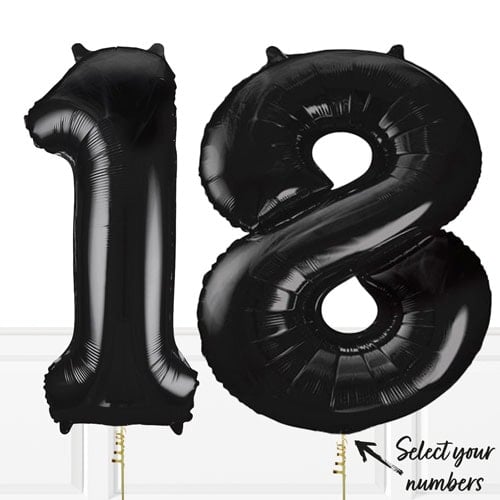 Inflated Black Birthday Balloon Numbers Product Gallery Image