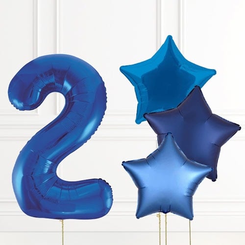 Inflated Blue Birthday Balloon Numbers