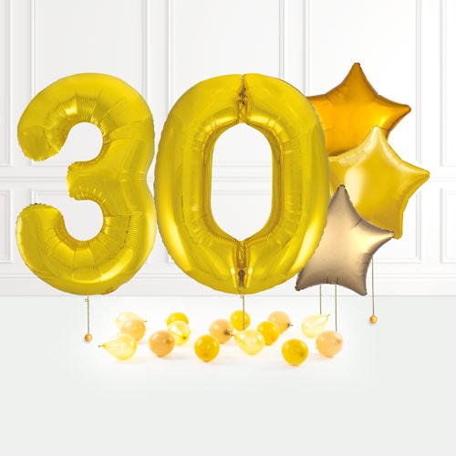 Inflated Gold Birthday Balloon Numbers Product Gallery Image