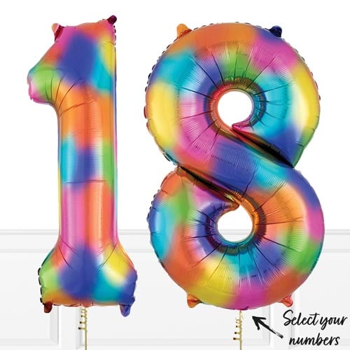 Inflated Gradient Rainbow Birthday Balloon Numbers Product Gallery Image