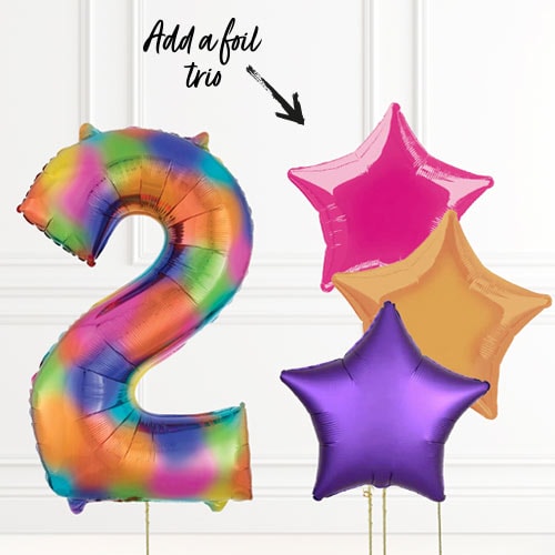 Rainbow Star Foil Helium Balloon - Inflated Balloon in a Box Product Gallery Image