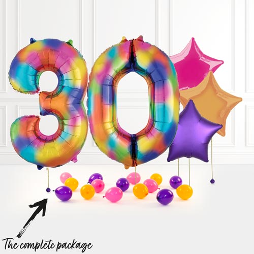 Rainbow Star Foil Helium Balloon - Inflated Balloon in a Box Product Gallery Image