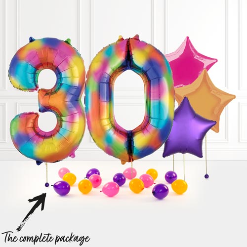 Inflated Gradient Rainbow Birthday Balloon Numbers Product Gallery Image