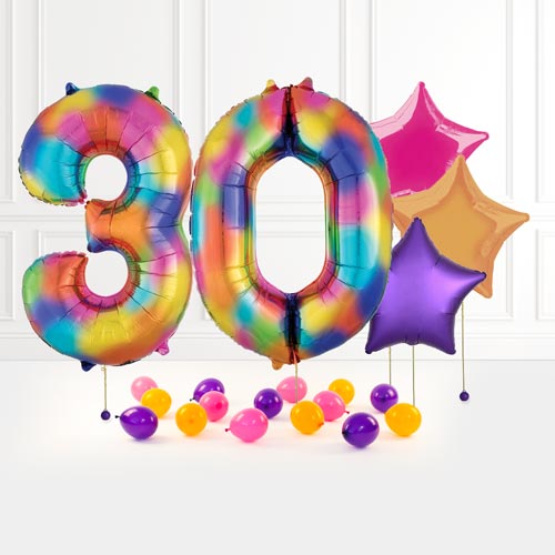 Inflated Gradient Rainbow Birthday Balloon Numbers Product Gallery Image