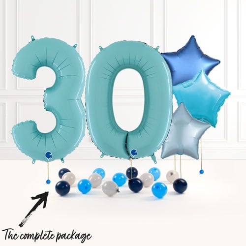 Inflated Pastel Blue Birthday Balloon Numbers Product Gallery Image
