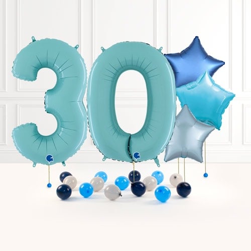 Inflated Pastel Blue Birthday Balloon Numbers Product Gallery Image