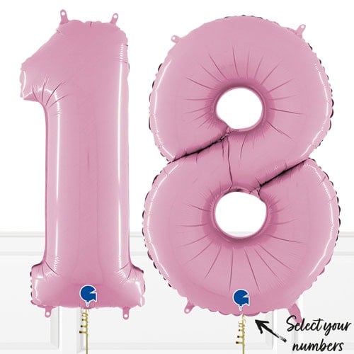 Inflated Pastel Pink Birthday Balloon Numbers Product Gallery Image