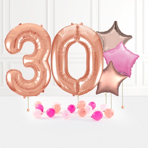 Inflated Rose Gold Birthday Balloon Numbers Product Gallery Image