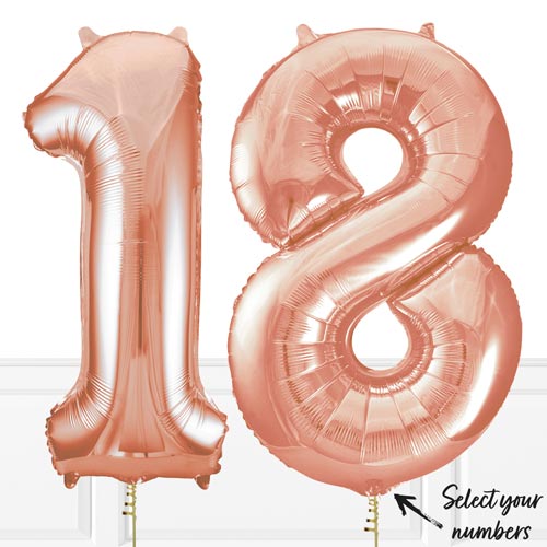 Inflated Rose Gold Birthday Balloon Numbers Product Gallery Image