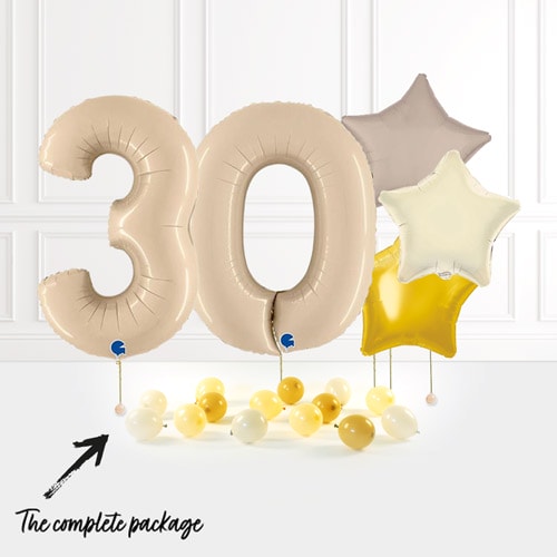 Inflated Satin Cream Birthday Balloon Numbers Product Gallery Image