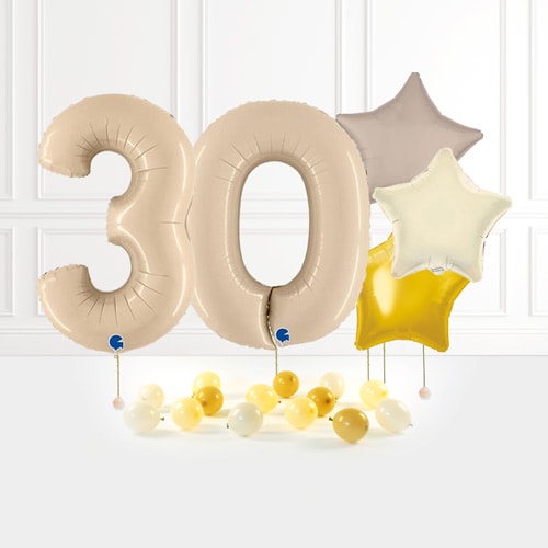 Inflated Satin Cream Birthday Balloon Numbers Product Gallery Image