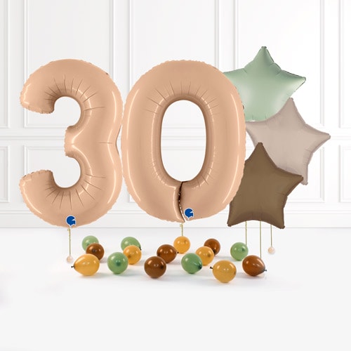 Inflated Satin Nude Birthday Balloon Numbers Product Gallery Image