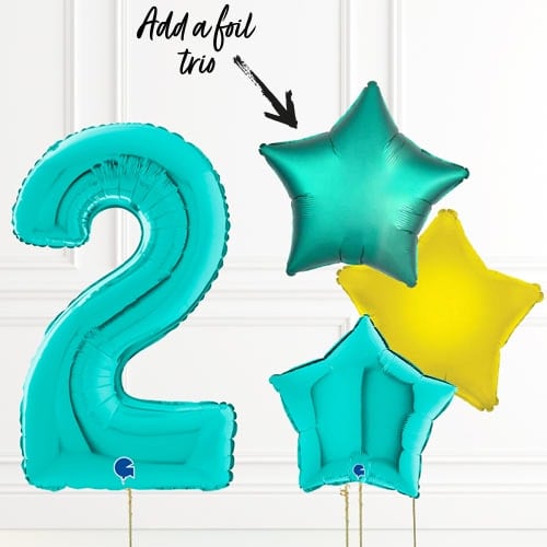Inflated Turquoise Blue Birthday Balloon Numbers Product Gallery Image