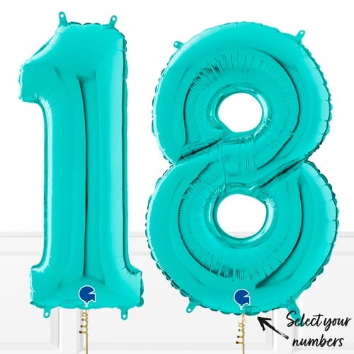 Inflated Turquoise Blue Birthday Balloon Numbers Product Gallery Image