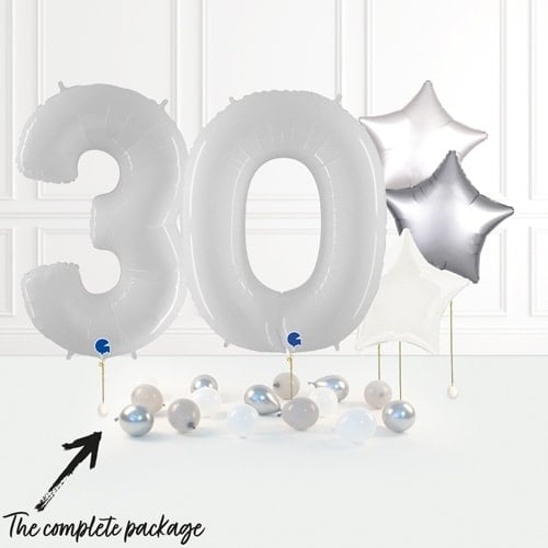 Inflated White Birthday Balloon Numbers Product Gallery Image