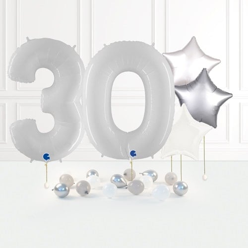 Inflated White Birthday Balloon Numbers Product Gallery Image