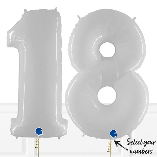 Inflated White Birthday Balloon Numbers Product Gallery Image