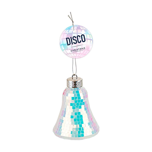 Iridescent Disco Ball Bell Christmas Hanging Decoration 10cm Product Image