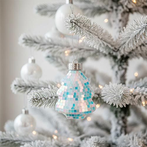 Iridescent Disco Ball Christmas Hanging Decoration Tree Ornament 11.5cm