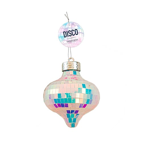 Iridescent Disco Ball Onion Bauble Christmas Hanging Decoration 10cm Product Image