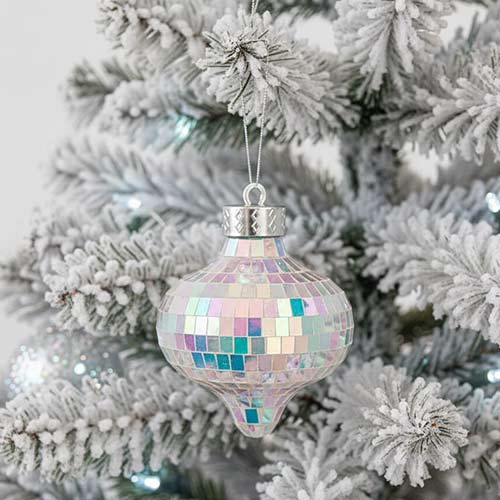 Iridescent Disco Ball Onion Bauble Christmas Hanging Decoration 10cm Ornament