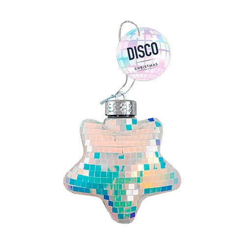 Iridescent Disco Ball Star Shape Christmas Hanging Decoration 11cm Product Image