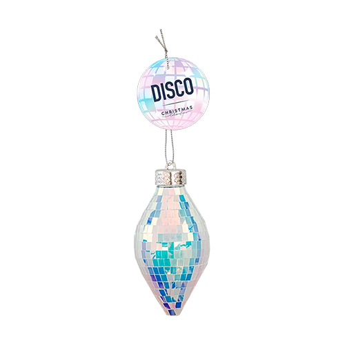 Iridescent Disco Ball Teardrop Bauble Christmas Hanging Decoration 13cm Ornament Product Gallery Image