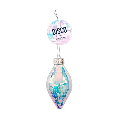 Iridescent Disco Ball Teardrop Bauble Christmas Hanging Decoration 13cm Product Image